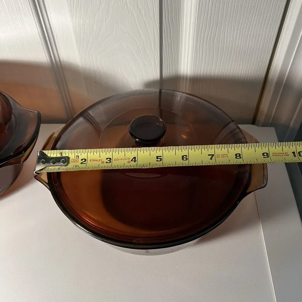 Casserole Oven Ware 8.25" Anchor Hocking 1.5 QT Smoked Glass Vintage - Picture 4 of 5